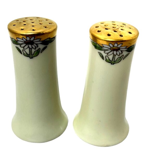 Limoges J.P.L.  Porcelain France Vintage Gold Trim Salt & Pepper - Picture 1 of 4